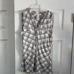 White House Black Market Black and White Checkered Blouse